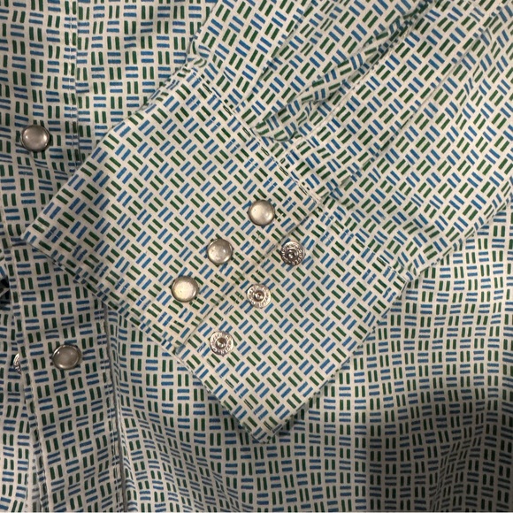 Wrangler Men's Blue Patterned Button-Down Shirt - Picture 2 of 4